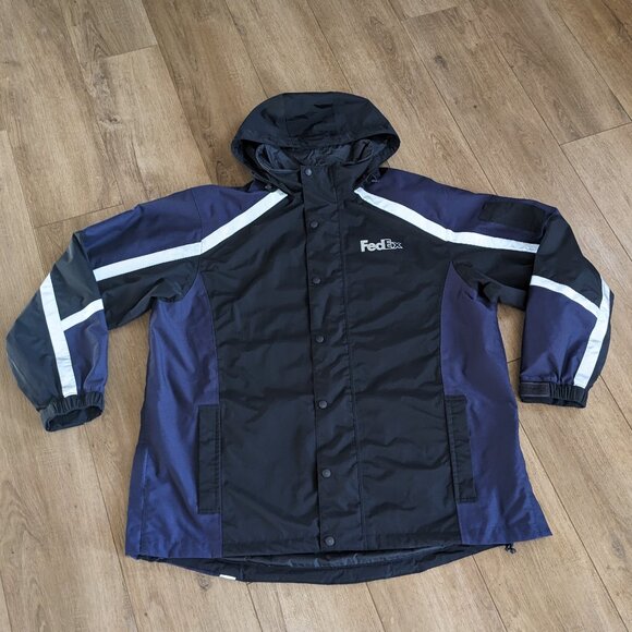 FedEx Reflective Windbreaker Stan Herman Uniform Hooded Jacket 2XL - Picture 1 of 11